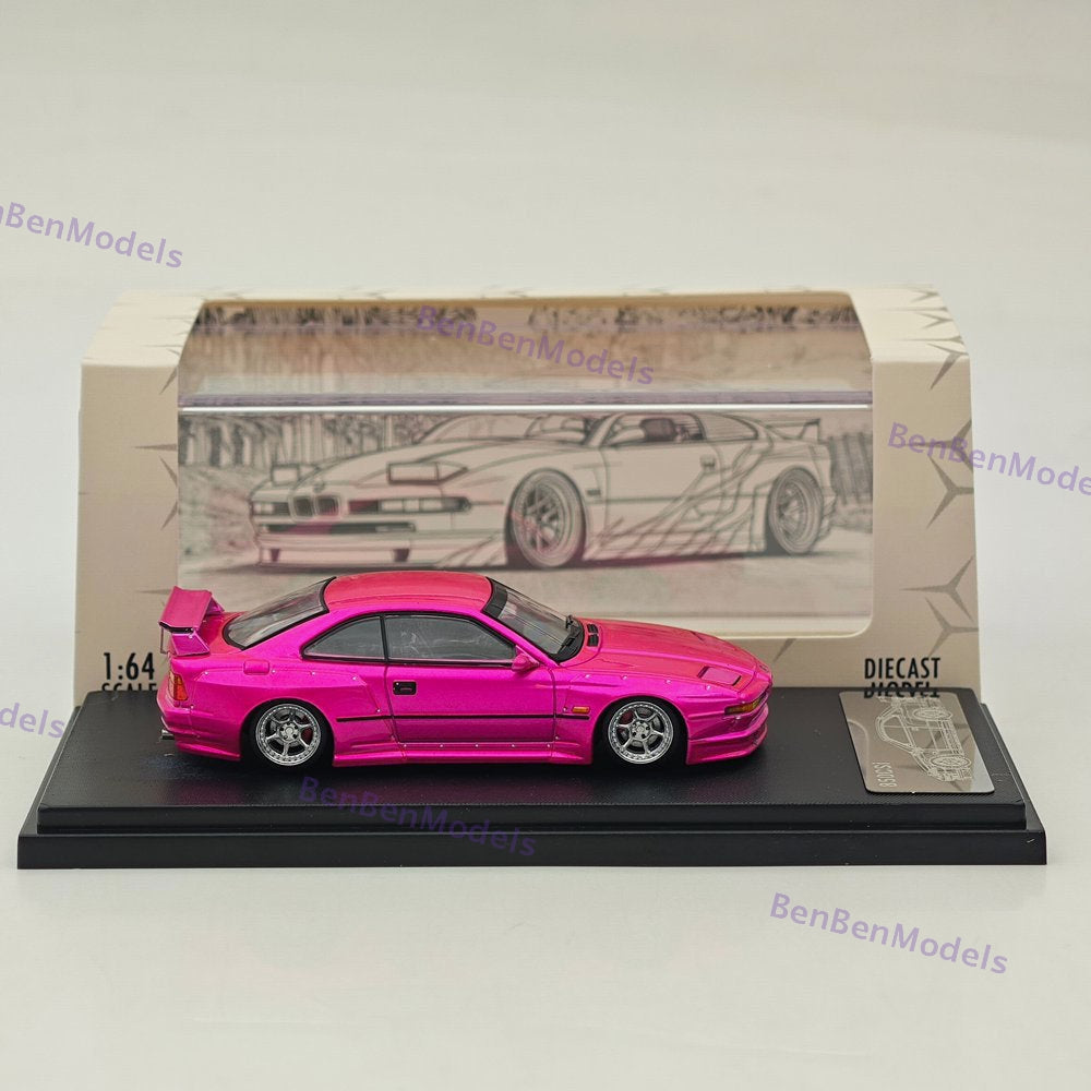 1/64 Rhino Model RM 850CSi E31 Pink Coupe WideBody Sport Model Diecast Metal Car