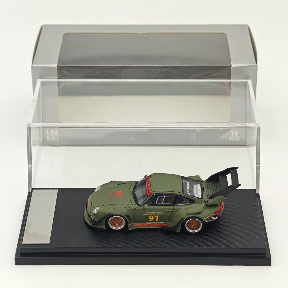 1:64 SW 993 911 #91 Matte Green Low & High Wing Diecast Model Car Collection