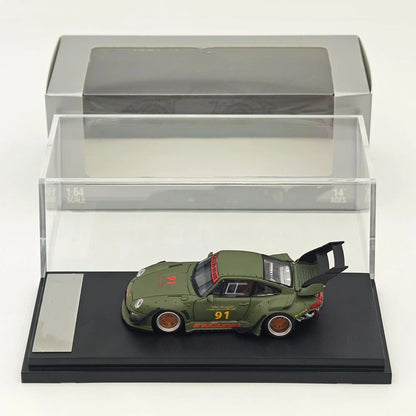 1:64 SW 993 911 #91 Matte Green Low & High Wing Diecast Model Car Collection