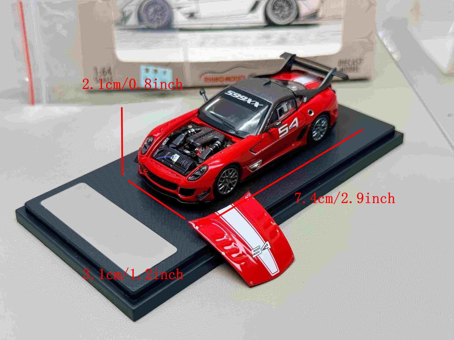 Rhino Model RM 1:64 599XX Racing Sports Model Diecast Metal Car with Openable Hood