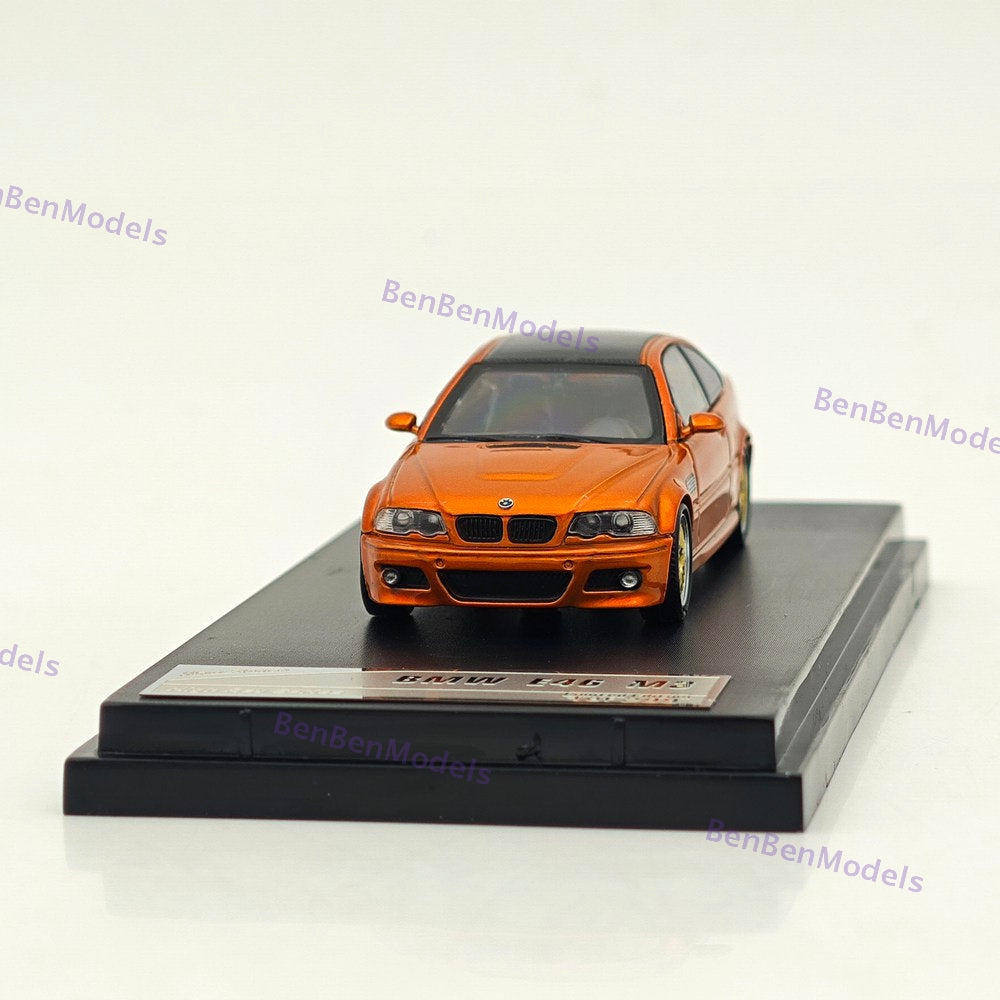 1:64 SH M3 E46 Orange Carbon Top Coupe Racing Sports Model Diecast Metal Car