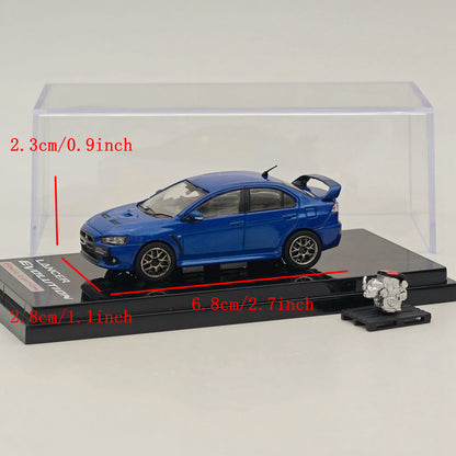 Hobby Japan 1/64 Mitsubishi Lancer Evolution X Final Edition w/Engine Display Model Lightning Blue Mica HJ642053ABL Diecast Model Car Limited Collection