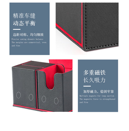 Portable Magnetic Flip Trading Card Box Grid Texture PU Leather Card Organizer Multi-function Game Card Storage Deck Case