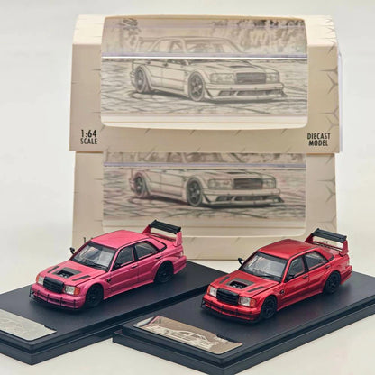 Rhino Model RM 1:64 W201 190E Modified Open Hood Diecast Model Car Limited Collection