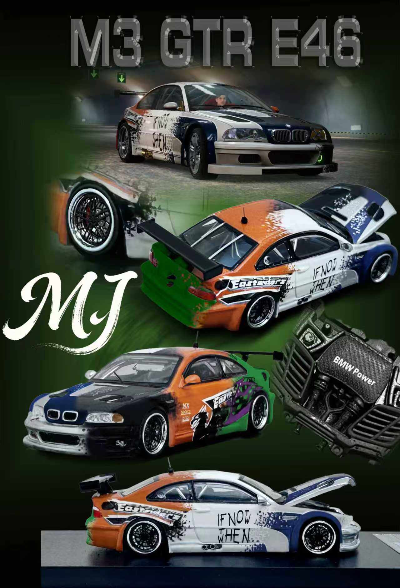 MJ 1:64 Scale M3 GTR E46 NFSA Need for Speed: Assemble Livery Metal Diecast Toys Models Car Collection Miniature Hobby Gifts