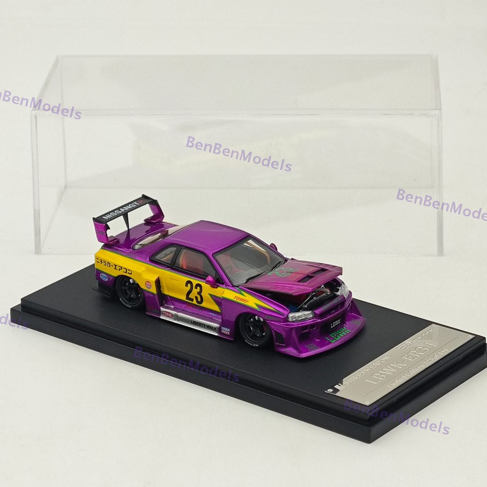 1:64 SW Skyline GTR LBWK ER34 #23 Electroplated Purple Sports Model Diecast