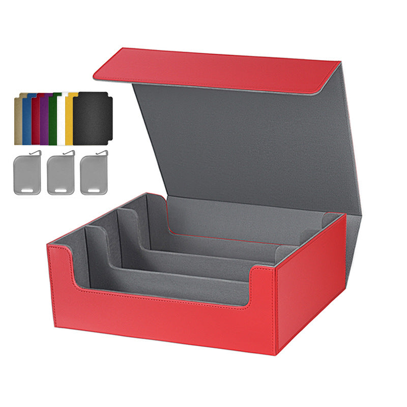 3 Grid PU Leather Magnetic Trading Card Storage Box 1800+ Cards with Separators