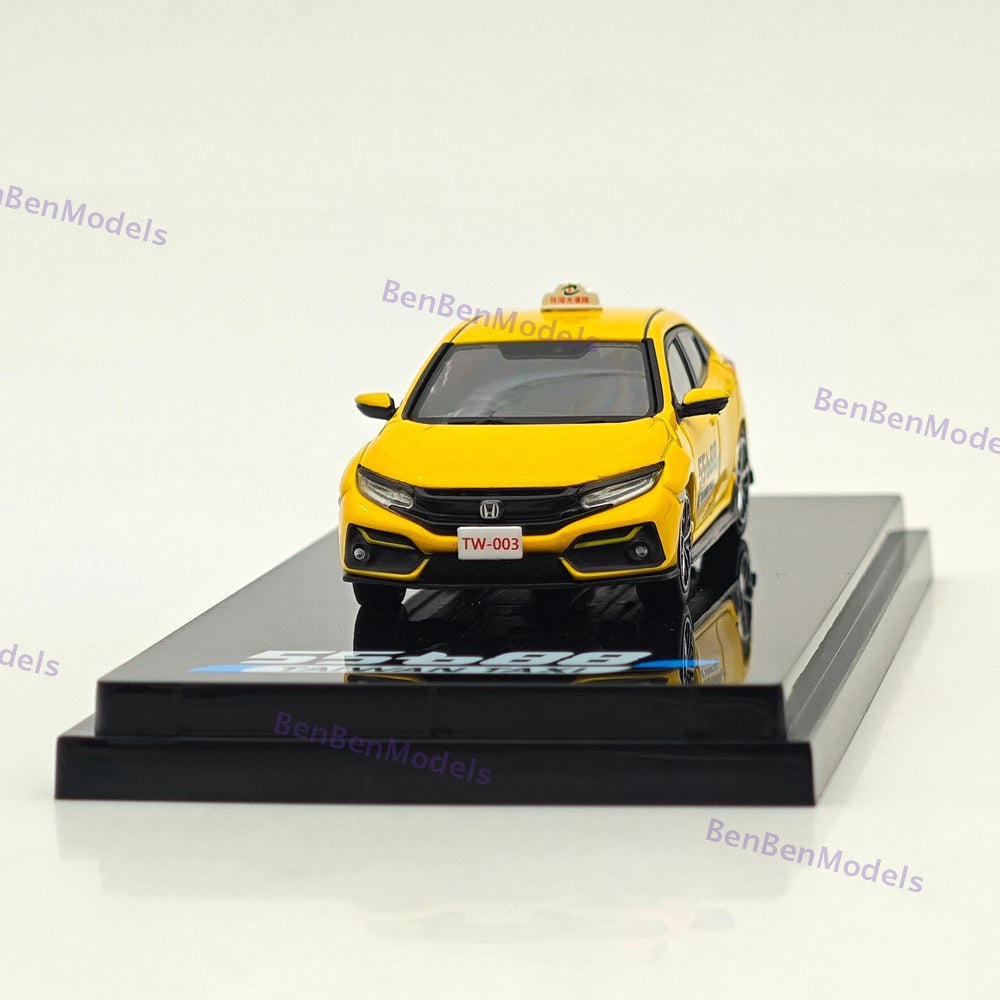 1:64 Hobby Japan Yellow Civic FK7 Hatchback Sports Taxi Model HJ642018AT Diecast