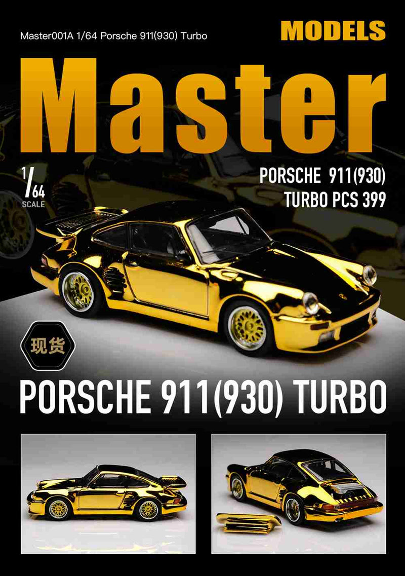 Master 1:64 Porsche 930 911 Turbo Black Bird Open Cover Engine Diecast Toys Car Models Collection Gifts