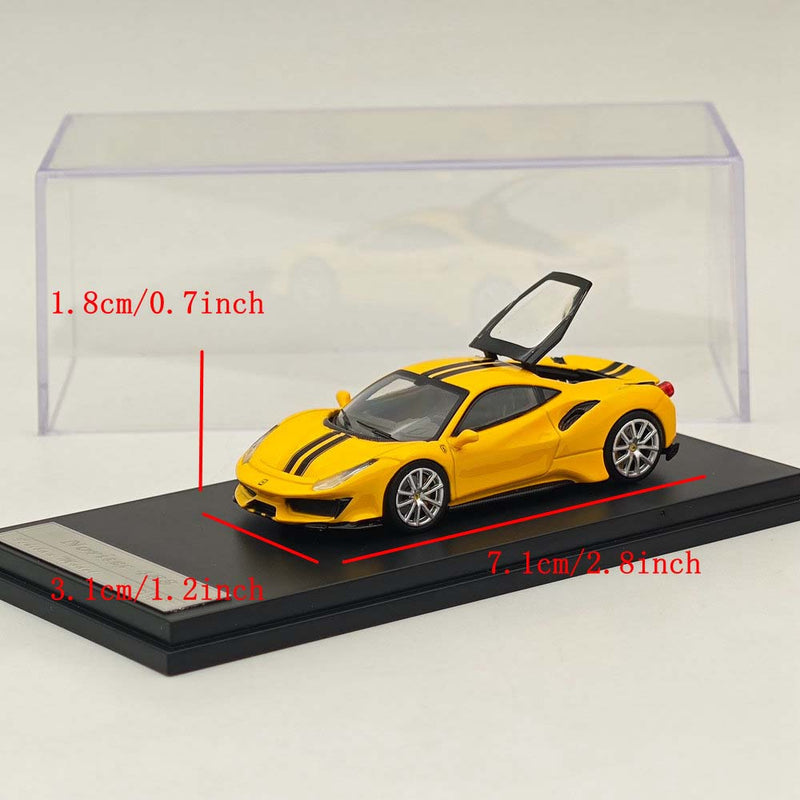 1:64 Ichilan Ferrari Novitec 488 Pista Yellow Super Racing Sports Model Diecast