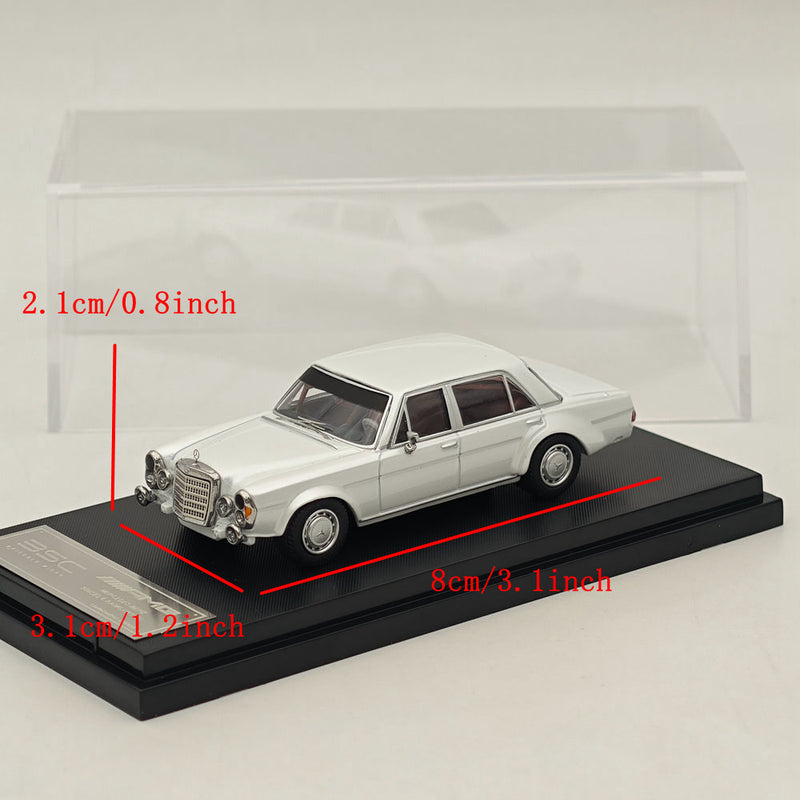 BSC 1:64 Mercedes Benz 300SEL W109 AMG White Diecast Car Model Toy Collections