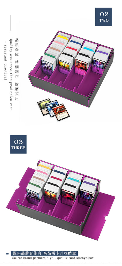 Magnetic PU Leather Card Storage Box 4 Grid Large Capacity Trading Card Organizer Holder for PTCG TCG CCG OCG Collectible Game Sports Cards