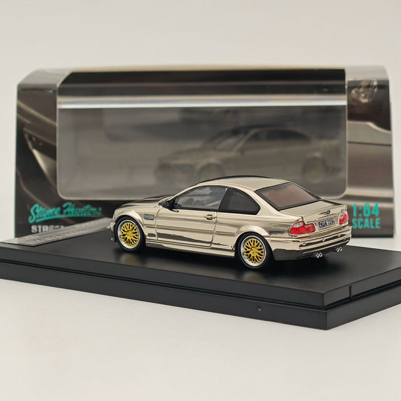 1/64 Stance Hunters BMW E46 M3 Chrome Silver with BBS Wheels Diecast Models Car