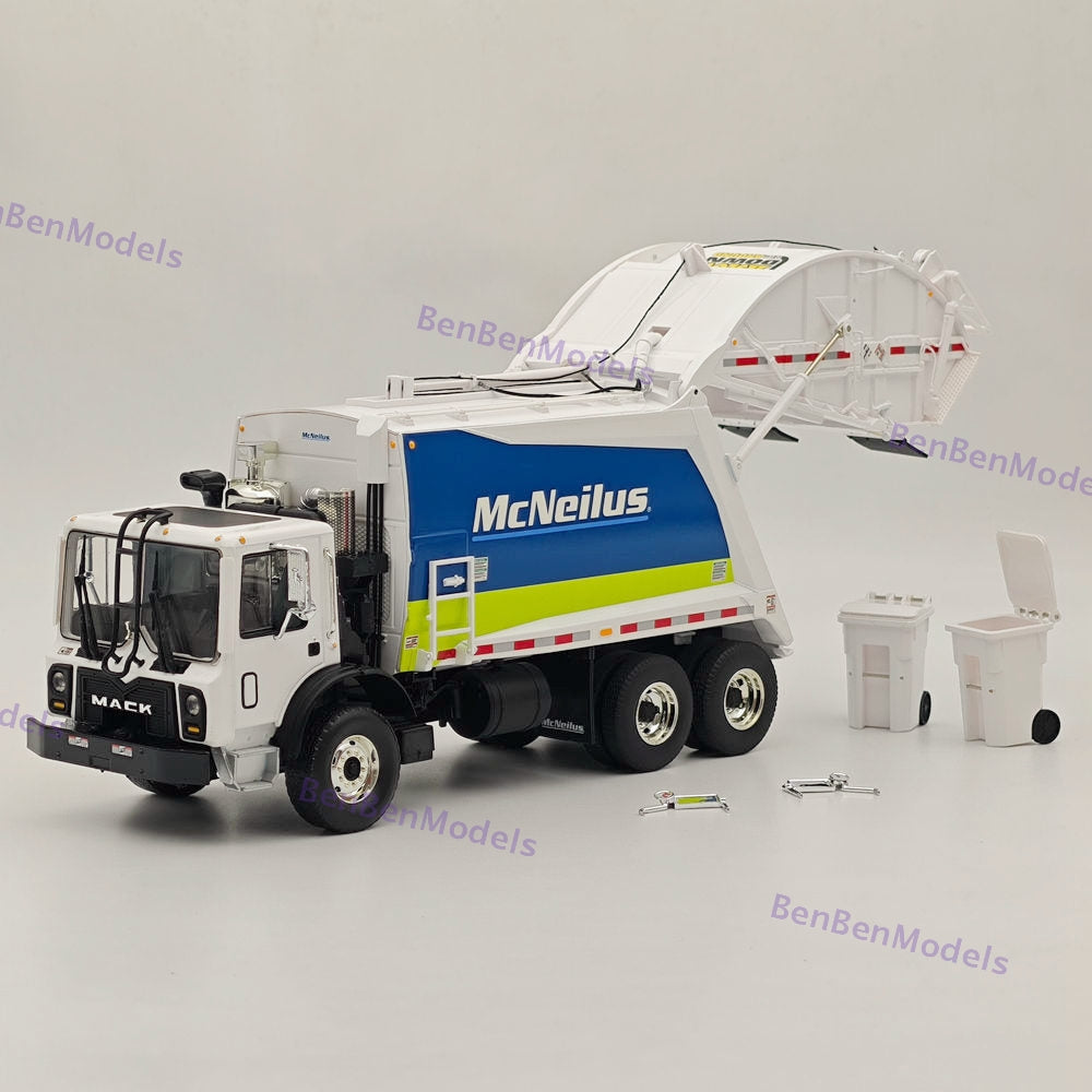 1/34 FIRST GEAR Mack TerraPro McNeilus Rear Load Refuse Truck & Two Trash Carts