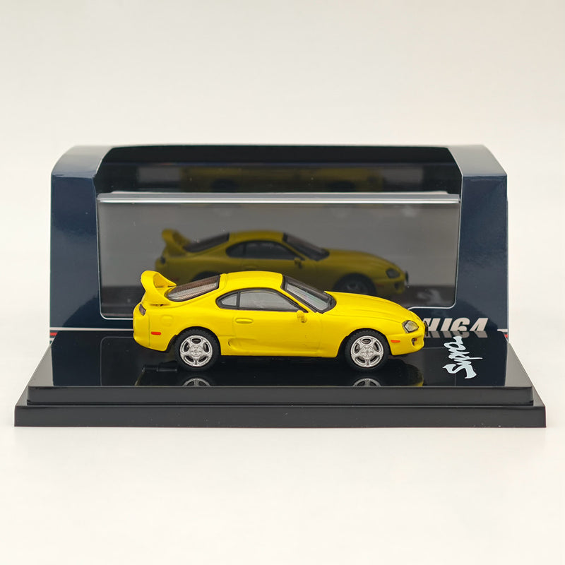 Hobby Japan 1/64 Toyota SUPRA RZ JZA80 with Active Spoiler Parts Yellow HJ642042Y Diecast Models Car Collection