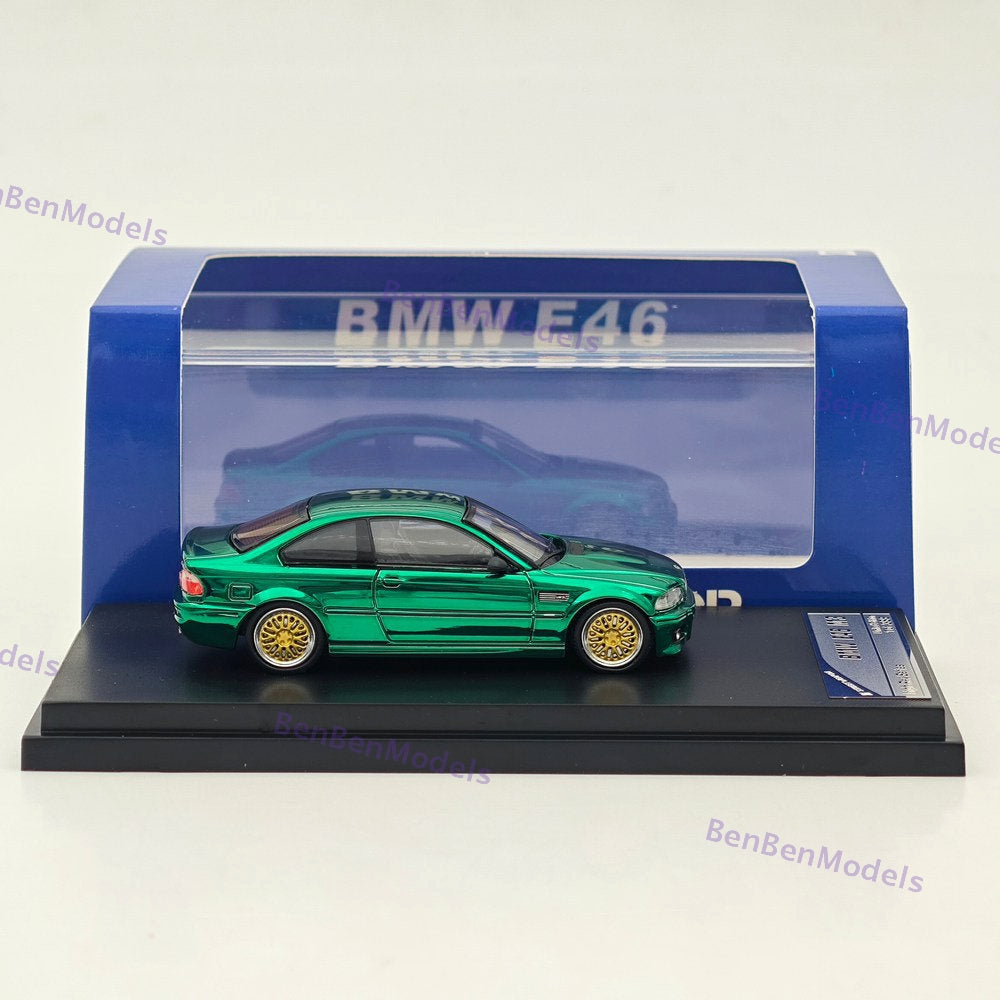 1:64 SW M3 E46 Chrome Green Coupe Racing Sports Model Diecast Metal Car Limited Collection