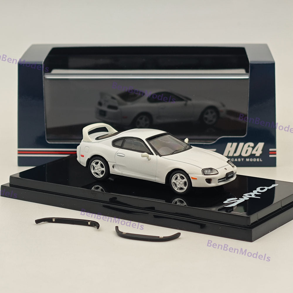 Hobby Japan 1/64 Toyota SUPRA RZ JZA80 with Active Spoiler Parts White Diecast