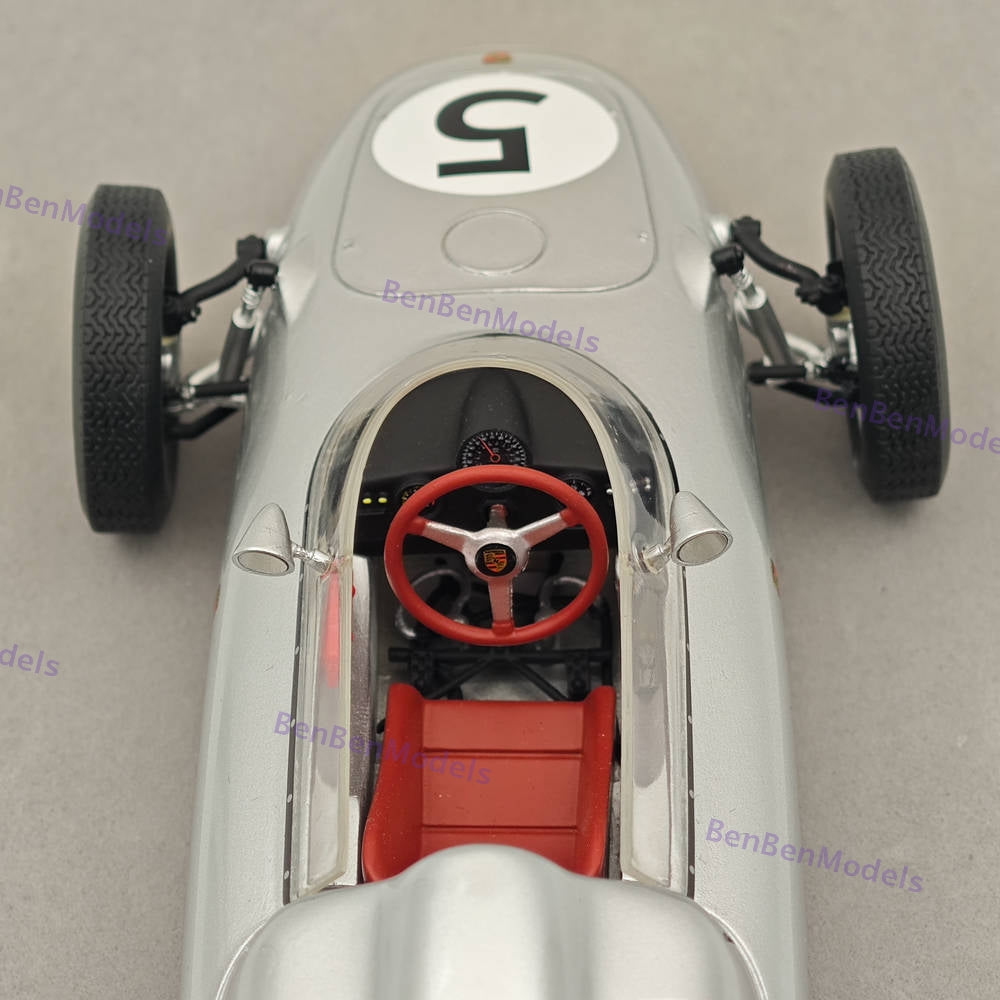 1/18 Tecnomodel Porsche 718 F2 1960 Solitude GP #5 Silver Resin Car Model