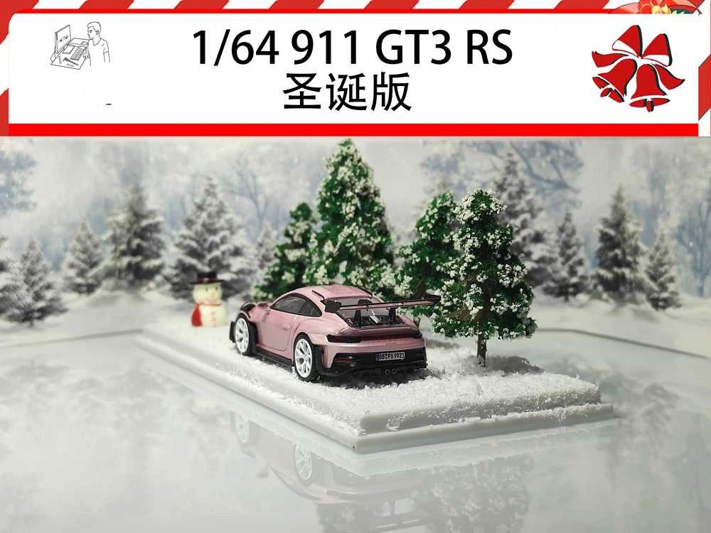 MODEL-J 1:64 911 992 GT3 RS Christmas Scene Diecast Toys Car Models Miniature Hobby Collection Gifts