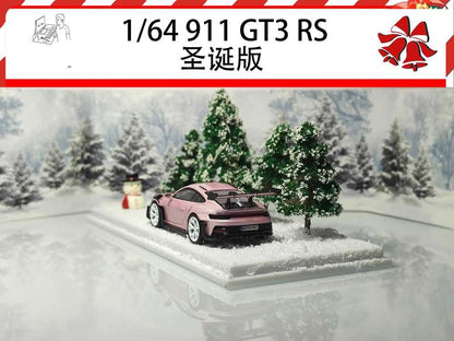 MODEL-J 1:64 911 992 GT3 RS Christmas Scene Diecast Toys Car Models Miniature Hobby Collection Gifts