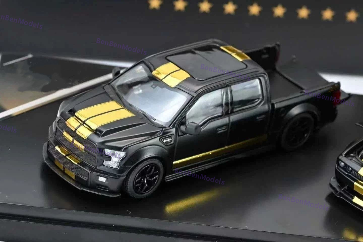 GT SHOW 1:64 Shelby F150 & Hellcat Black/Gold "American Power" livery Diecast Metal Limited Edition