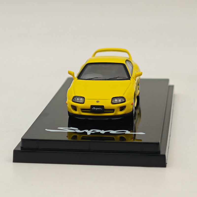 Hobby Japan 1/64 Toyota SUPRA RZ JZA80 GENUINE CUSTOMIZED VER with ActiveSpoiler Yellow HJ643042Y Diecast Models Car Collection