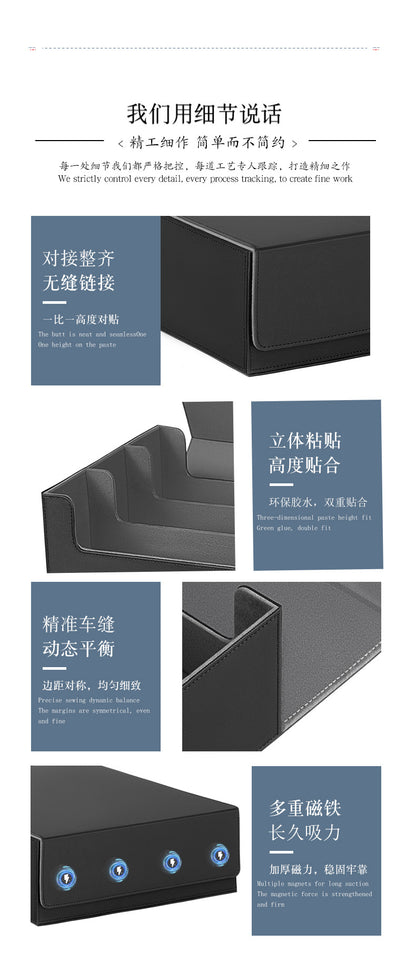 3 Grid PU Leather Magnetic Trading Card Storage Box 1800+ Cards with Separators