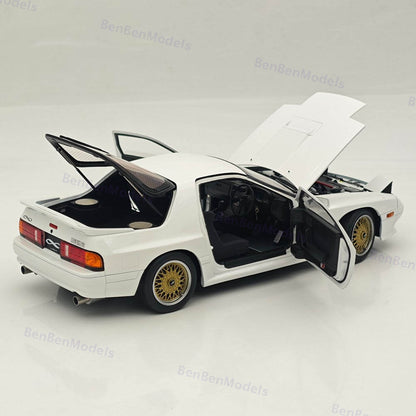 TopArt MODEL 1:18 MAZDA RX7 FC3S 1989 White / Gold Wheels Diecast Model Car