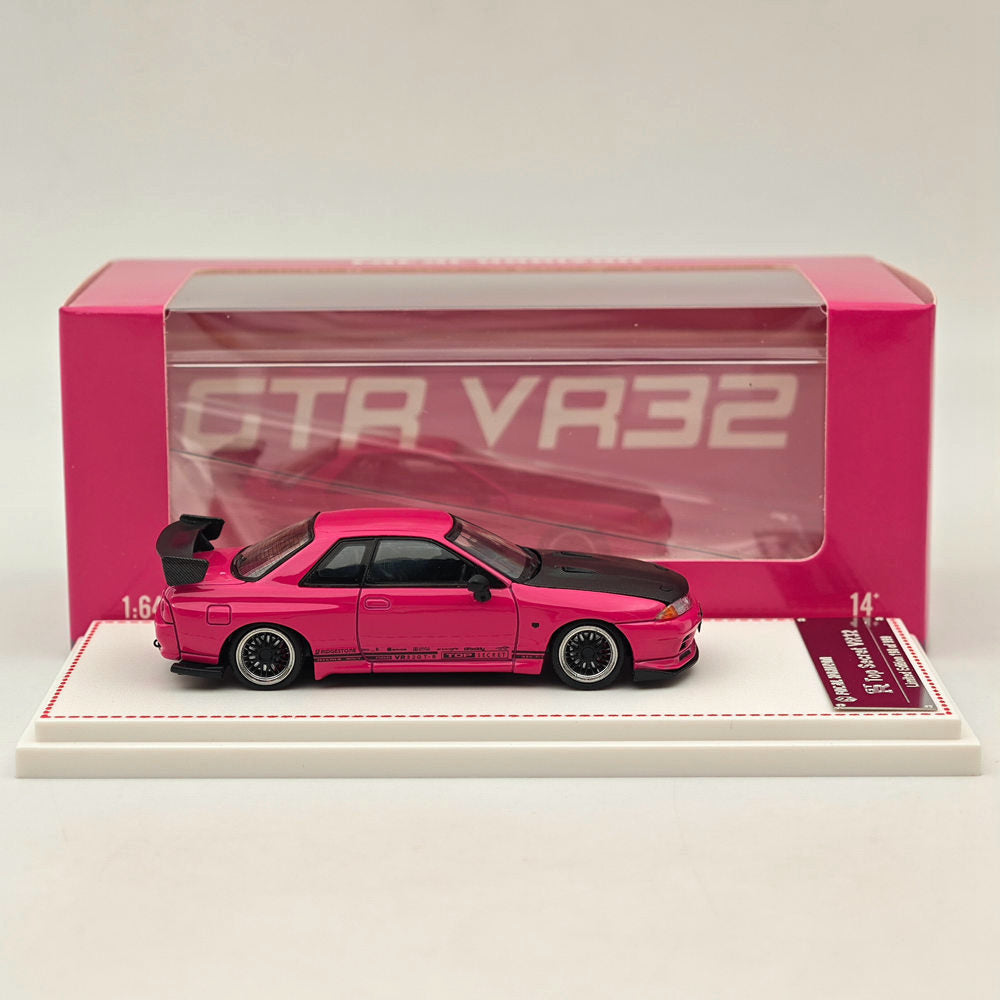 FH 1/64 Nissan Skyline GT-R VR32 Top Secret Carbon Hood Pink Diecast Model Car