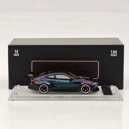 STREET WARRIOR SW 1:64 M4 Chameleon Magic Green Widebody Sports Model Diecast Metal Car Limited Collection
