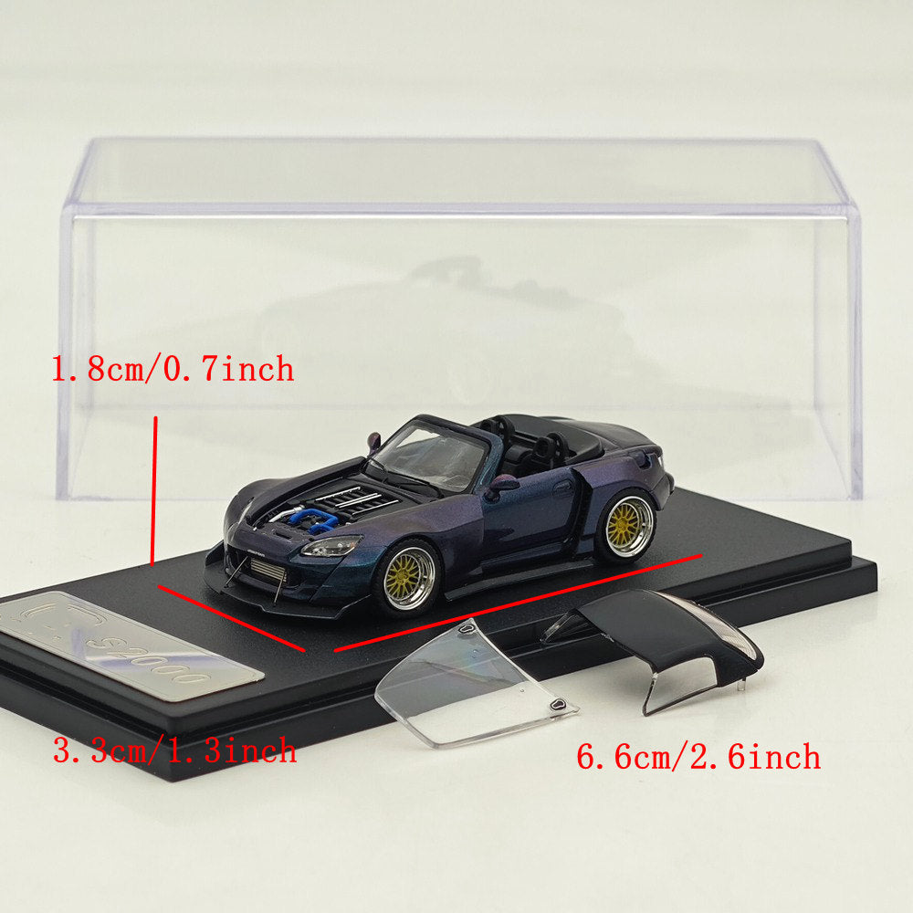 Rhino Model RM 1:64 S2000 Color changing purple/Red Wide body modified convertible hardtop Diecast Model Car Collectible