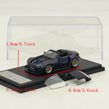 Rhino Model RM 1:64 S2000 Color changing purple/Red Wide body modified convertible hardtop Diecast Model Car Collectible