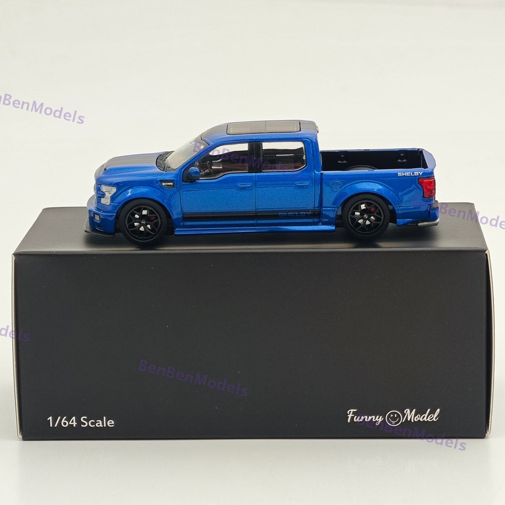 Funny Model 1/64 Ford SHELBY F-150 Shelby Super Snake Pickup Diecast Model Blue