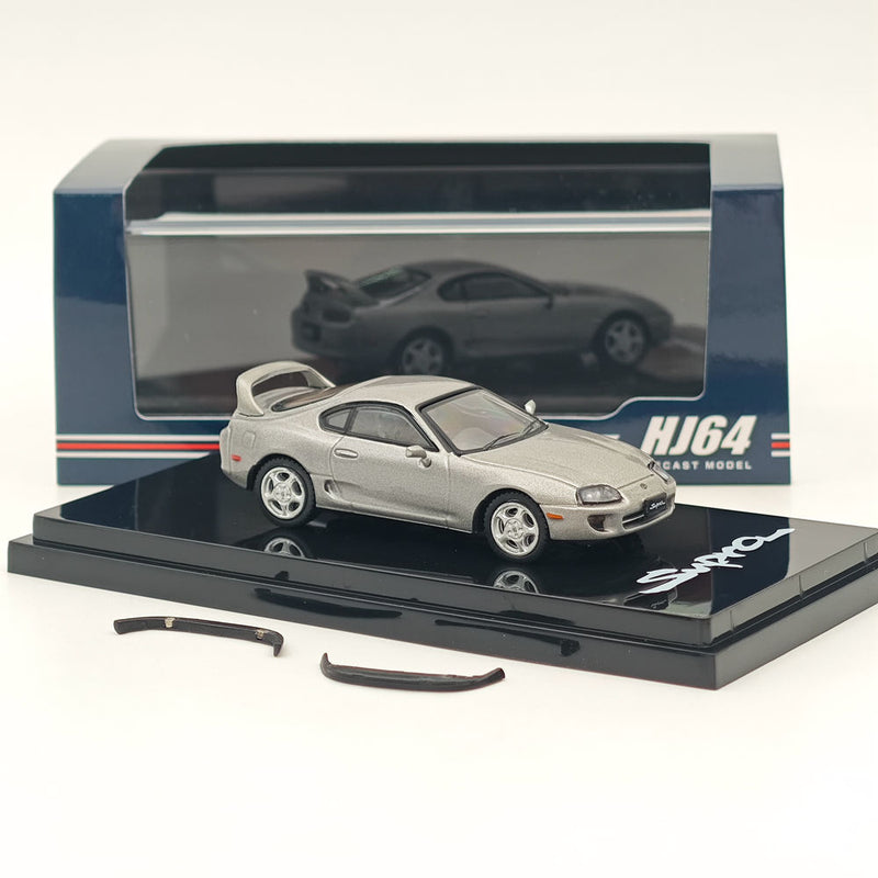 Hobby Japan 1/64 Toyota SUPRA RZ JZA80 with Active Spoiler Parts Silver HJ642042S Diecast Models Car Collection