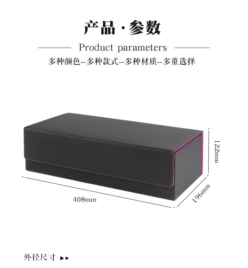 Large PU Leather TCG Deck Box Magnetic Closure, Removable Dice Tray & Card Slots
