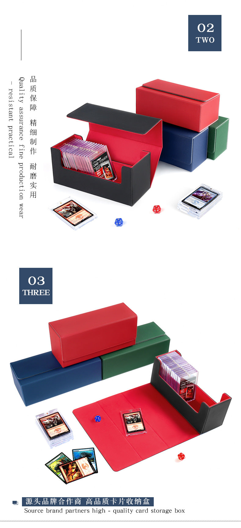Large Capacity Magnetic PU Card Storage Box Holds 37 PT Card Slabs Toploaders Portable Deck Case for TCG Sports Trading Card