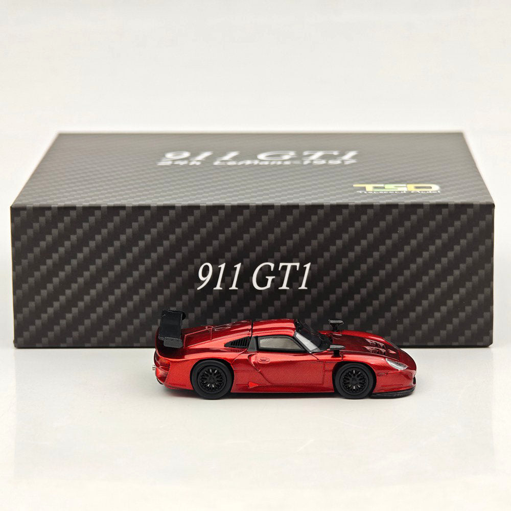 Transcend model TSD 1:64 911 GT1 24h LeMans 1997 Carbon Fiber Opening Hood Diecast Model Car Limited Collection