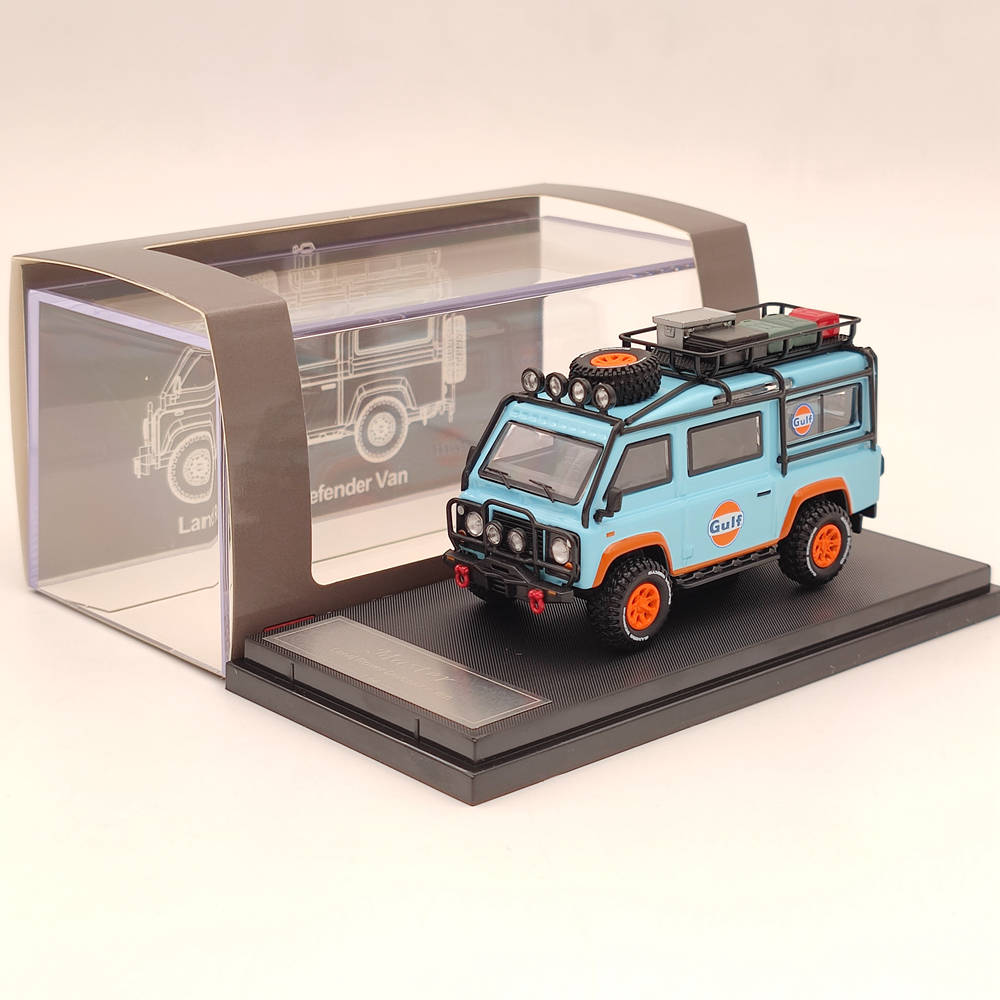 Master 1:64 Land Rover Defender Van Camp Gulf Jouets moulés sous pression Modèles de voitures Véhicules miniatures Hobby Cadeaux de collection 