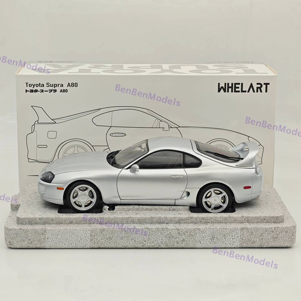 Toyota Supra A80 LHD Silver Coupe Full-open type Diecast Model Car 1/18 WHELART