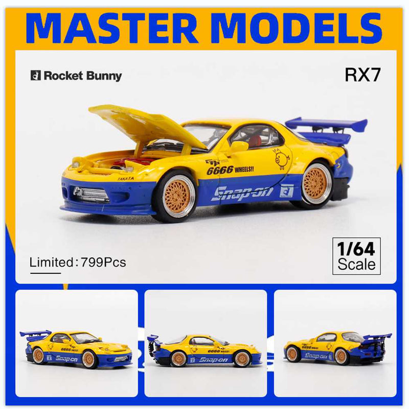 Master 1:64 Mazda RX-7/RX7 FD3S Hood and Headlights Can Open Diecast Models Toys Car Collection Gifts