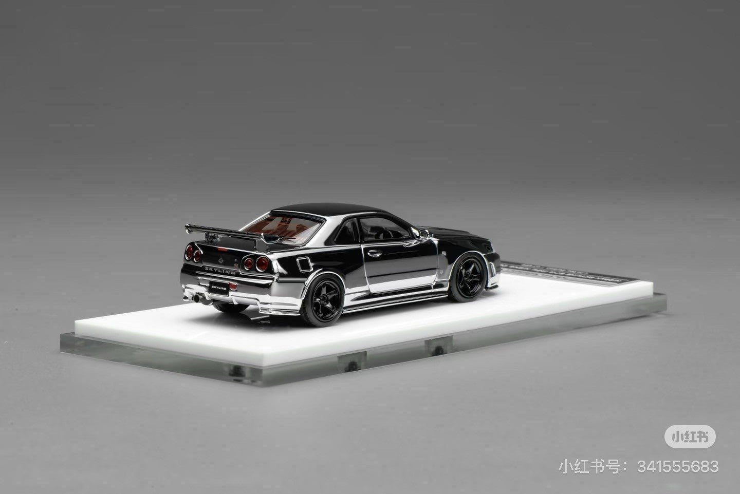 MOTORHELIX 1:64 Diecast GT Show for GT-R (R34) Custom Electroplating Silver Toys Car Model Gifts