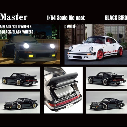 Master 1:64 pour Porsche 930 Turbo Black Bird Jouets moulés sous pression Modèles de voitures Collection Cadeaux Édition limitée 