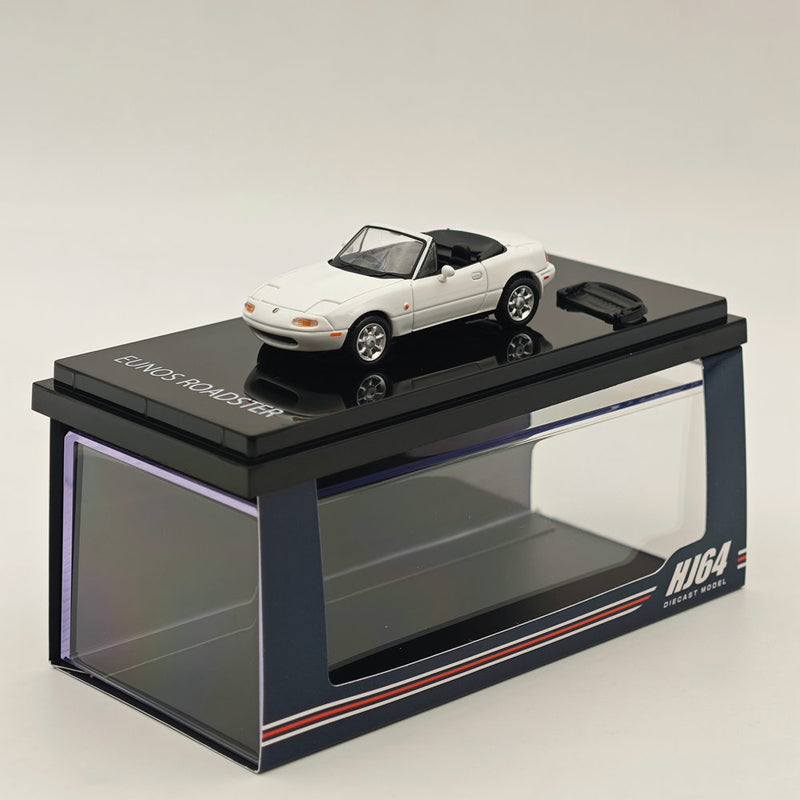 1/64 Hobby JAPAN Mazda EUNOS ROADSTER NA6CE WITH TONNEAU COVER White HJ642025AW Diecast Models Car Limited Collection Auto Toys Gift