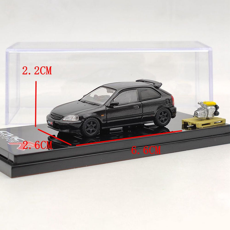 Hobby Japan HJ642016EBK 1/64 Honda Civic TYPE R (EK9) With Engine Display Model Diecast Toys Gift