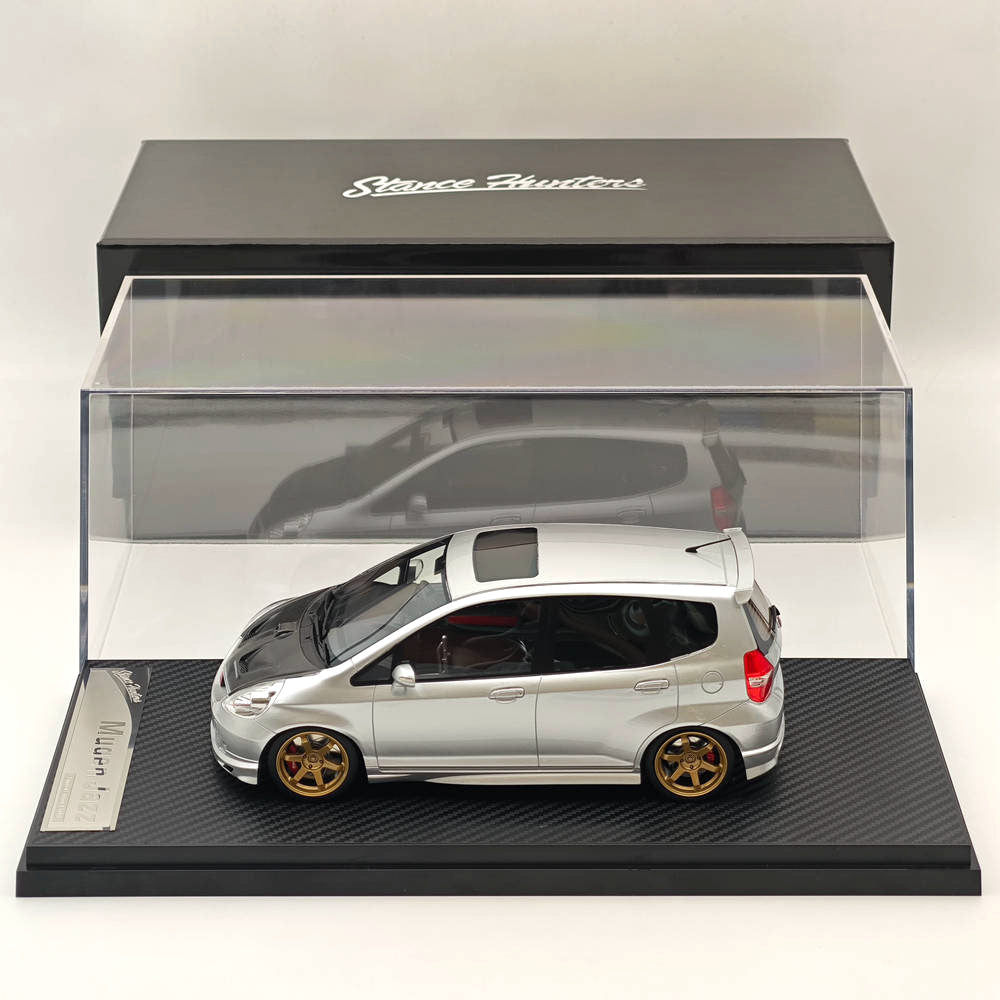 Stance Hunters 1/18 Honda Fit JAZZ Mugen Version Argent Résine Modèles De Voiture Collection Limitée 