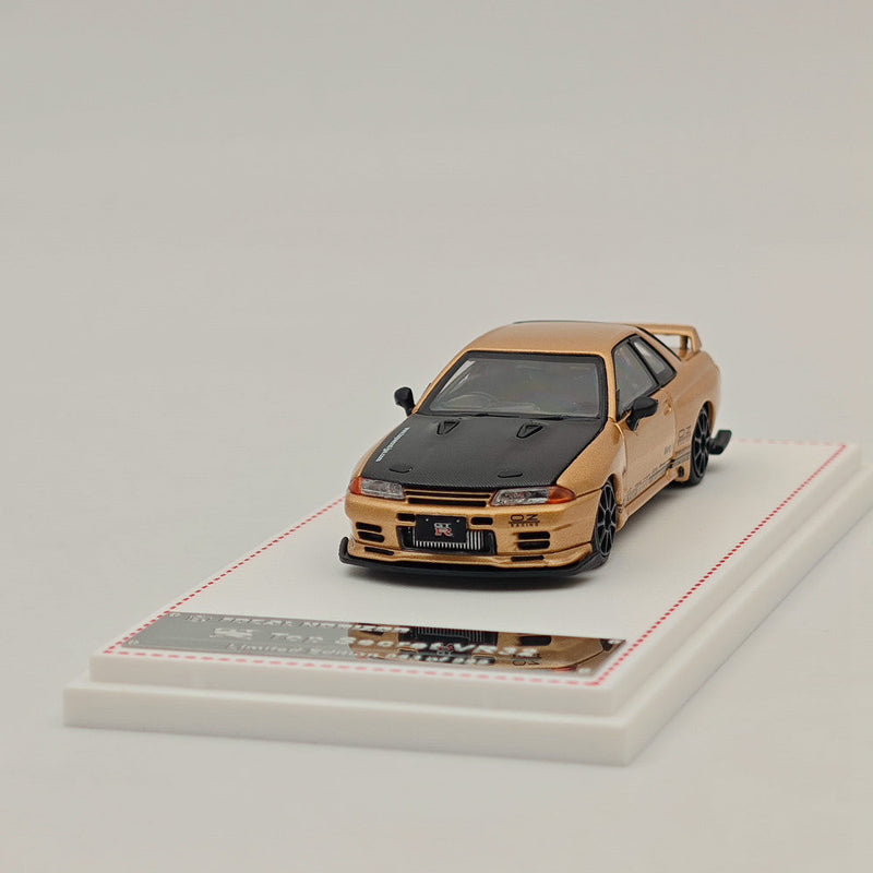 FH 1/64 Nissan Skyline GT-R VR32 Top Secret Carbon Hood Gold Diecast Model Car