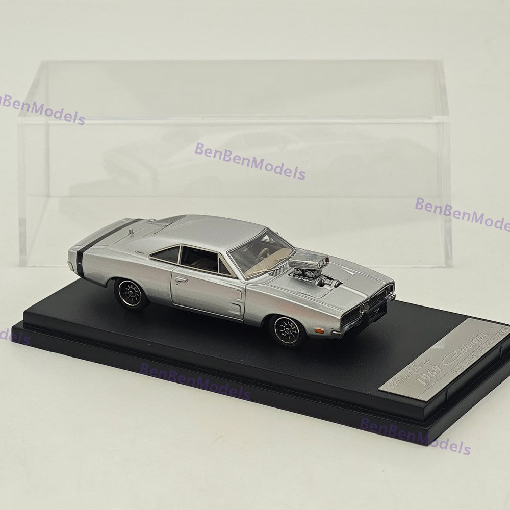 1:64 Mini Forge 1969 Charger R/T Silver Diecast Metal Car Limited Edition