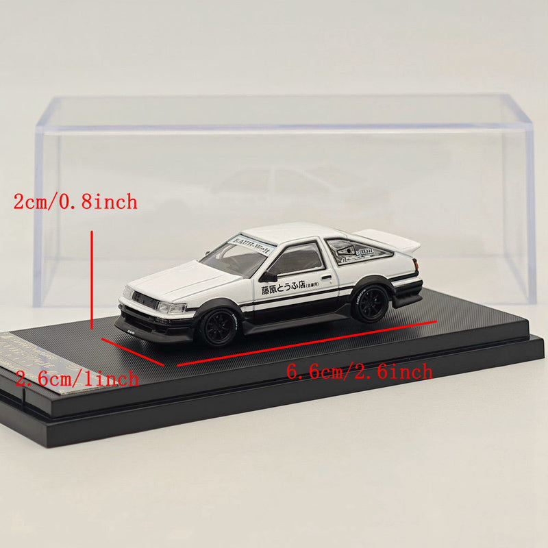 1/64 STREET WARRIOR RWB AE86 Fujiwara Livery White Diecast Models Car Collection