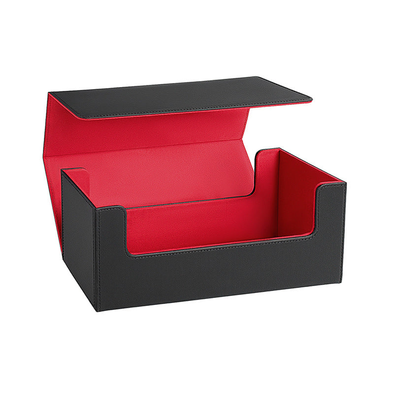 Large Capacity Magnetic PU Card Storage Box Holds 37 PT Card Slabs Toploaders Portable Deck Case for TCG Sports Trading Card