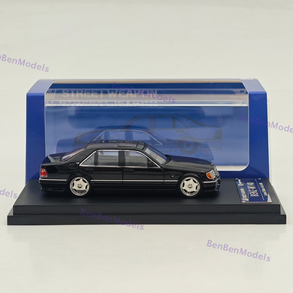 SW 1:64 W140 S600 Electroplated Wheel Hub Black Diecast Model Car